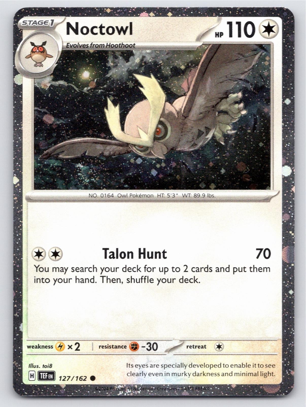 POKEMON NOCTOWL (COSMOS HOLO) 127/162 NM A536 FREE S&H