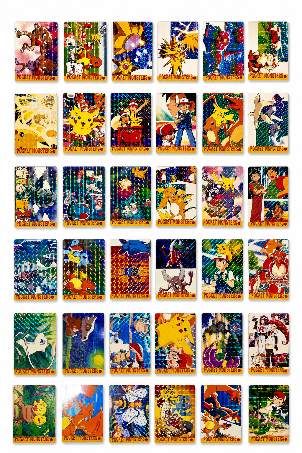 Pokemon Vending Prism Sticker Cards - 1996-1999 Cards Holographic Vintage 36pcs