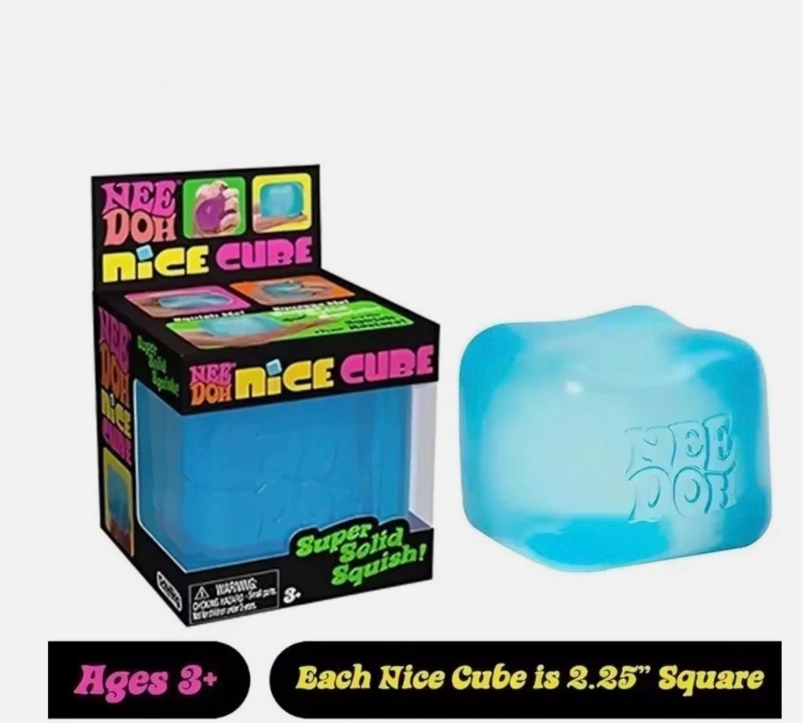 NEW Authentic Schylling NeeDoh Nice Cube -Sensory Squeeze Toy Super Solid Blue