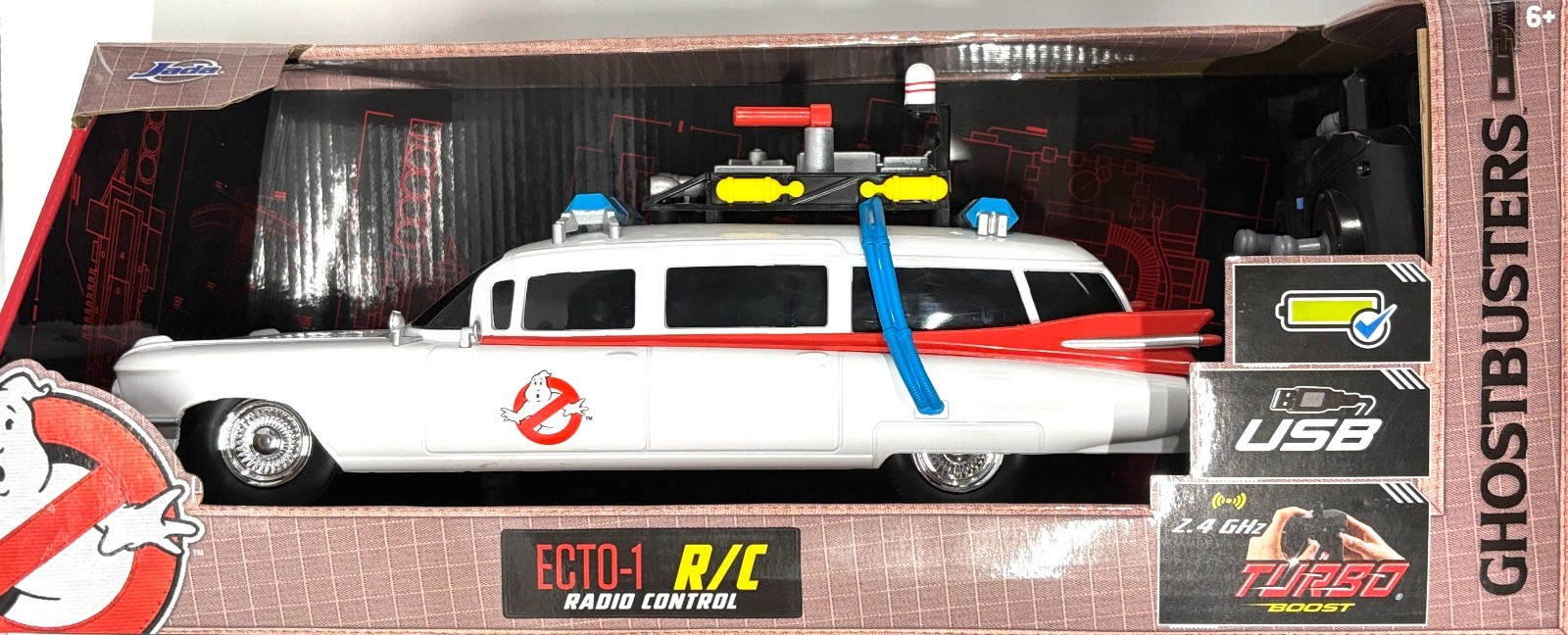 2025 Jada Hollywood Rides - 1:16 Scale Ghostbusters Ecto-1 R/C Car Radio Control