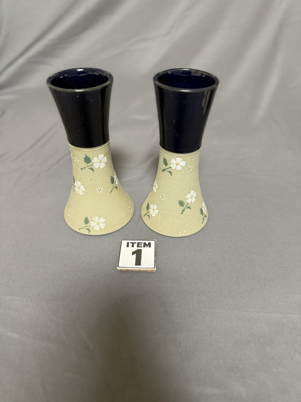 Pair Antique Lovatt’s Langley Ware England Floral Art Pottery Vases