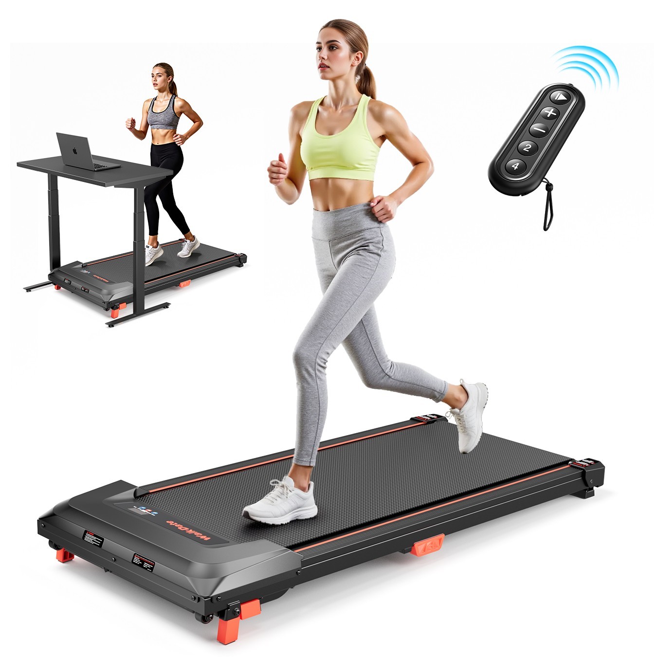 Walking Pad Treadmill Under Desk 2.5HP 5° Incline 330LBS Portable Running Machin