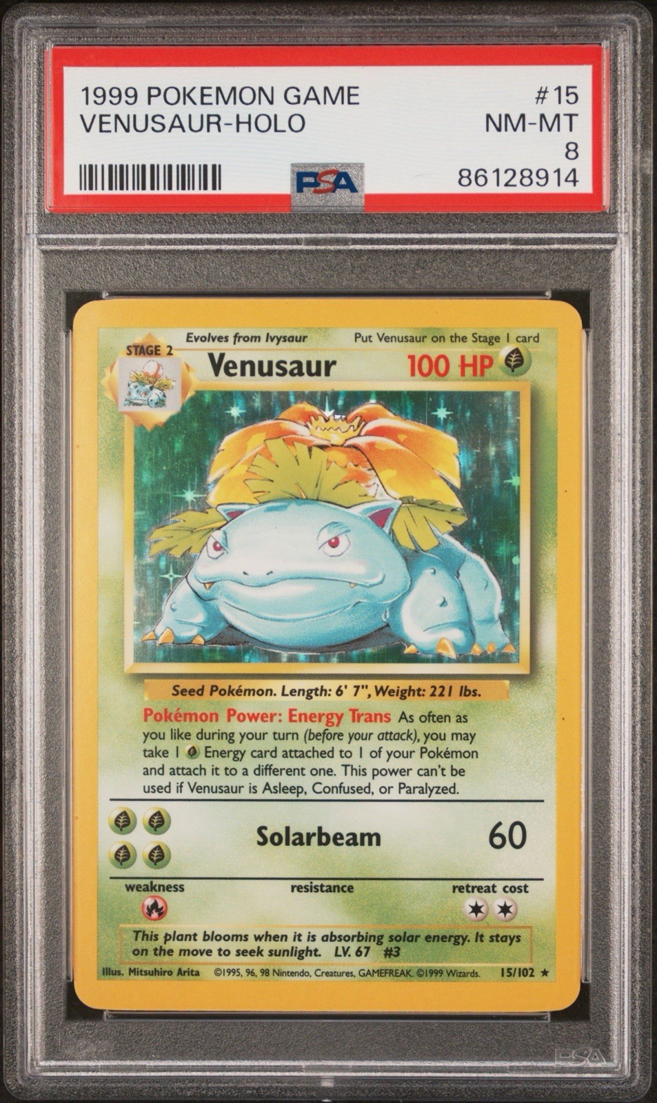 Base Set Venusaur PSA 8 Holo Rare Base Set Venusaur PSA 8 Holo Rare