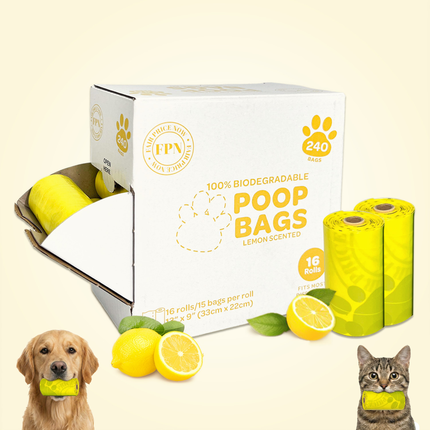 Dog Poop Bags Dog Waste Bags Unscented Lemon Lavender 16 Refill Rolls 240 Count