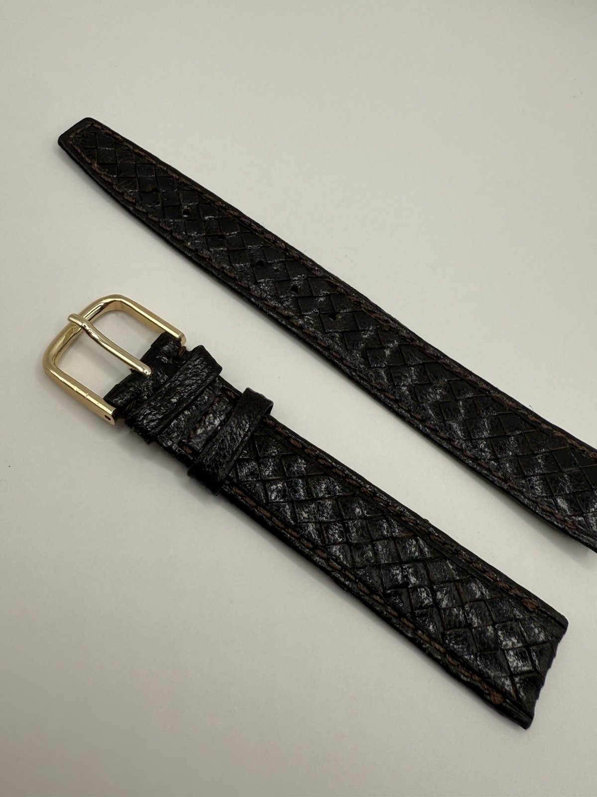 16mm KREISLER Braided Calfskin Brown NOS Vintage Watch Band & Gold-Tone Buckle 16mm KREISLER Braided Calfskin Brown NOS Vintage Watch Band & Gold-Tone Buckle