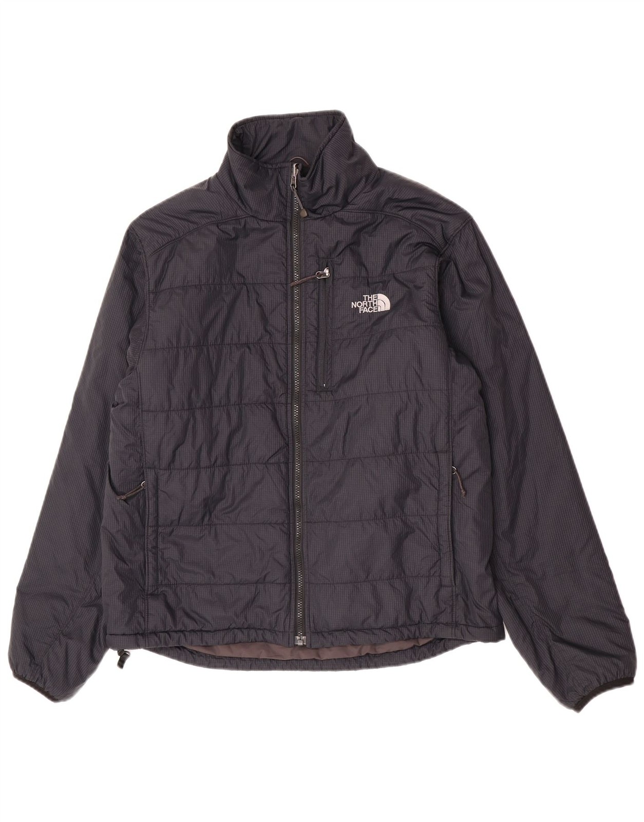 The North Face Mens Padded Jacket UK 38 Medium Navy Blue Check Nylon BG10