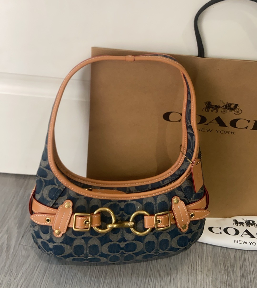 Coach Belted Ergo Shoulder Bag 26 Signature Denim CEN94 Denim