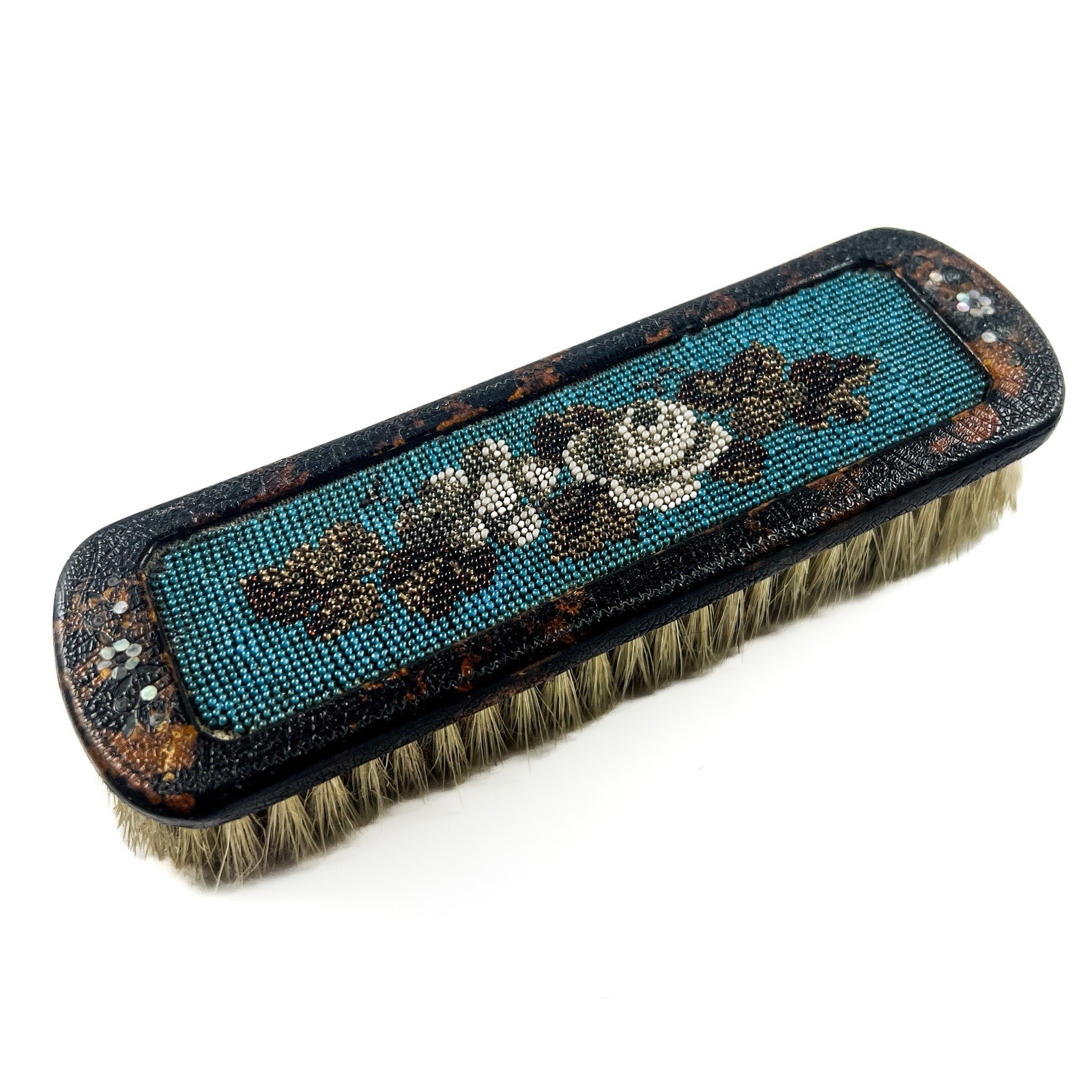 Antique Victorian Micro Bead MOP Clothing Brush