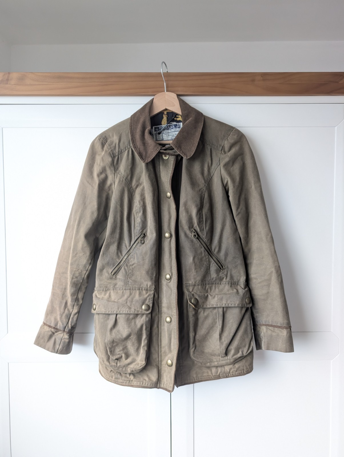 Joules Wax Jacket Size 12 Brown Khaki Cotton Field Utility Country Heritage Joules Wax Jacket Size 12 Brown Khaki Cotton Field Utility Country Heritage
