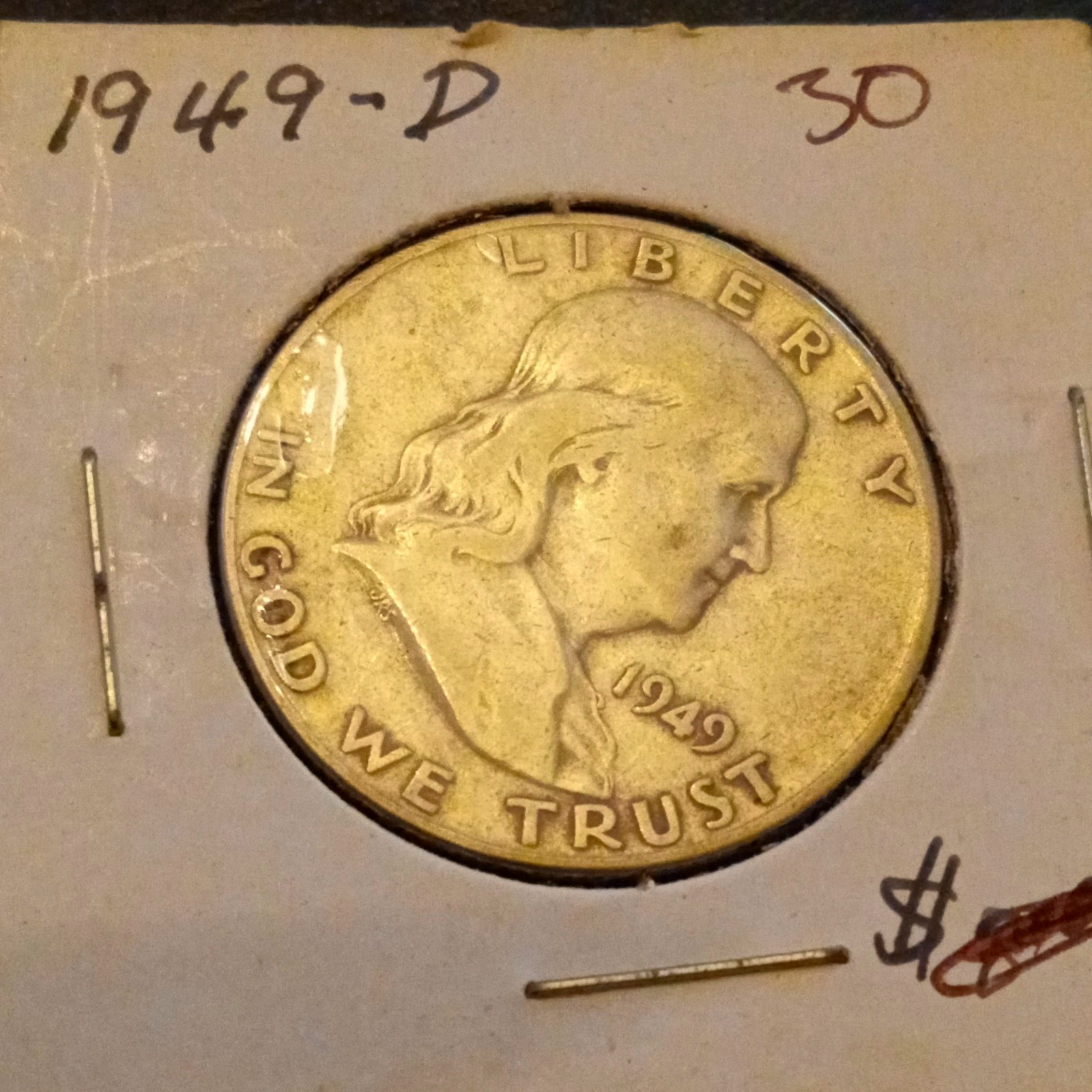 1949 D Franklin Half Dollar 50C Denver 90% Silver Business Strike KM#199