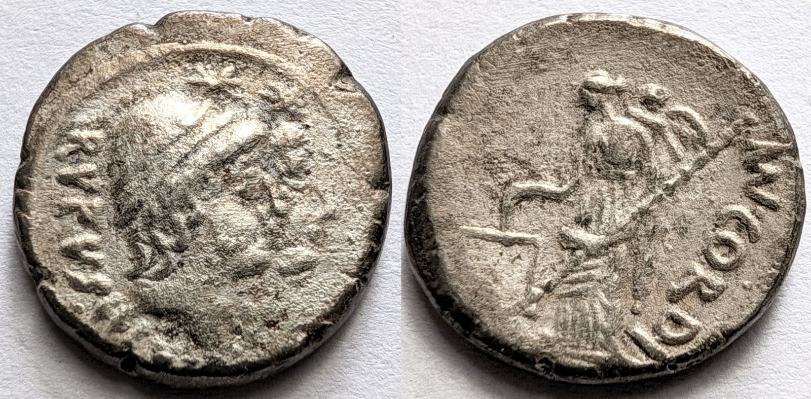 46 BC Roman Republic Cordius Rufus AR Denarius Cordia 1 Crawford 463/1b
