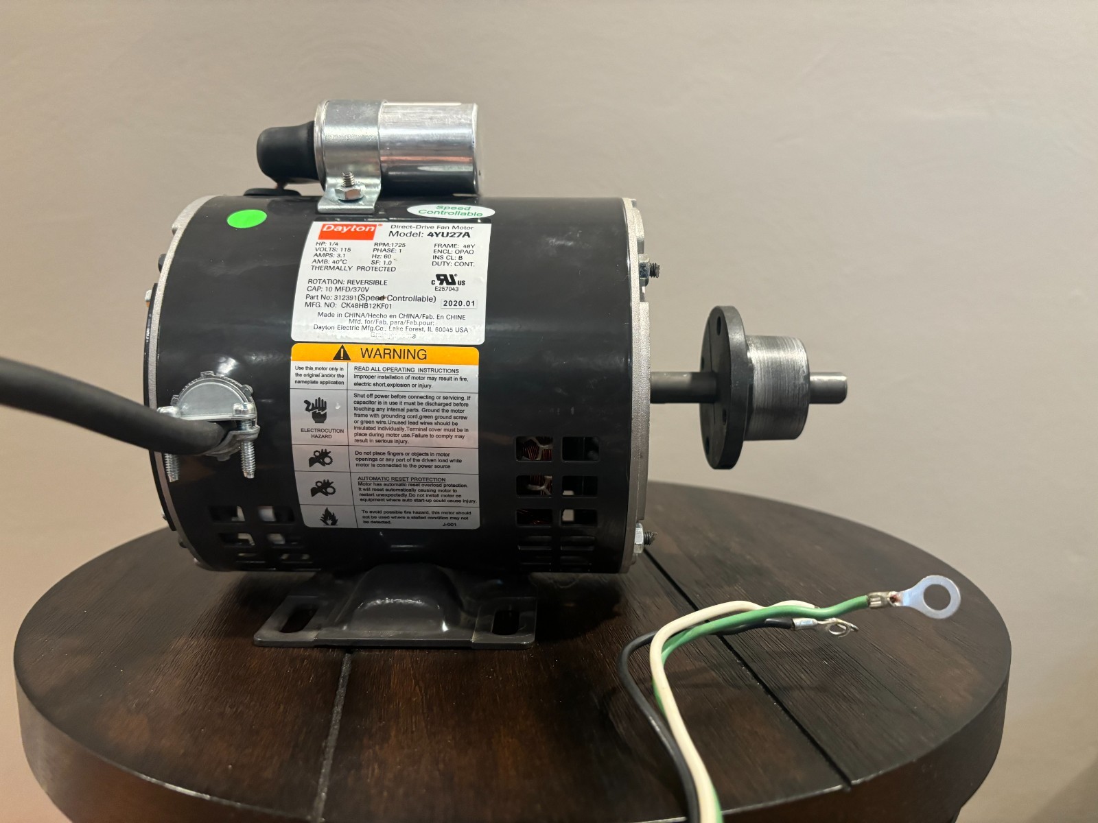 NEW SALEDayton Fan Motor (Never Used, pulled out of new blower) 1/4 HP.#4YU27A NEW SALEDayton Fan Motor (Never Used, pulled out of new blower) 1/4 HP.#4YU27A