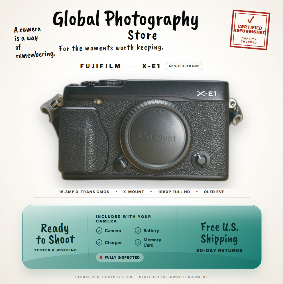 Fujifilm X-E1 16MP APS-C Mirrorless Digital Camera Body Black XE1 Excellent US Fujifilm X-E1 16MP APS-C Mirrorless Digital Camera Body Black XE1 Excellent US