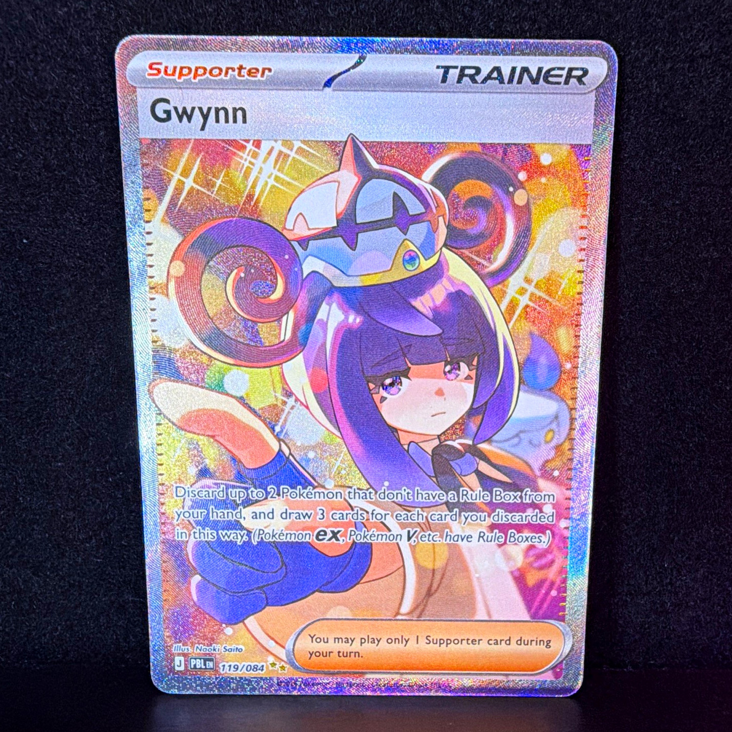 Gwynn 119/084 Trainer Full Art Holo English PBL Pokemon TCG Naoki Saito Gwynn 119/084 Trainer Full Art Holo English PBL Pokemon TCG Naoki Saito