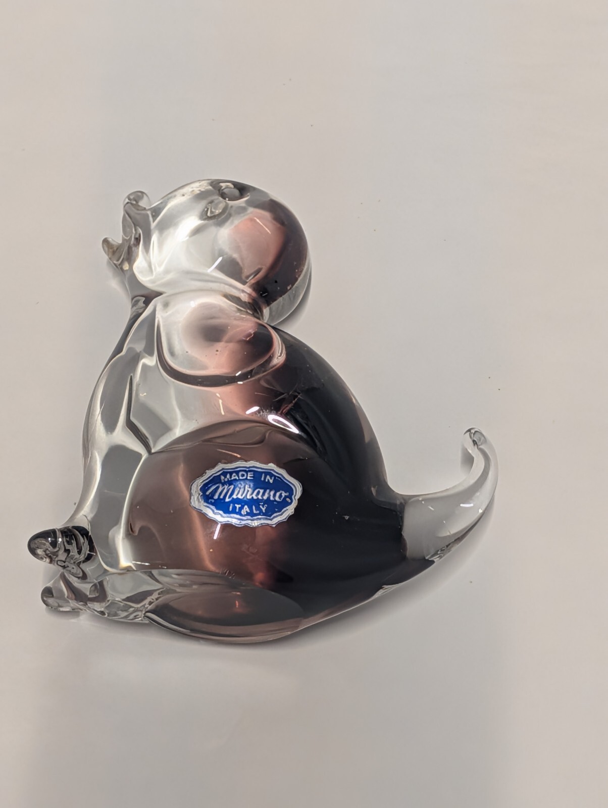 Vintage Murano Italy Purple Sommerso Glass Cat Figurine Made in Italy