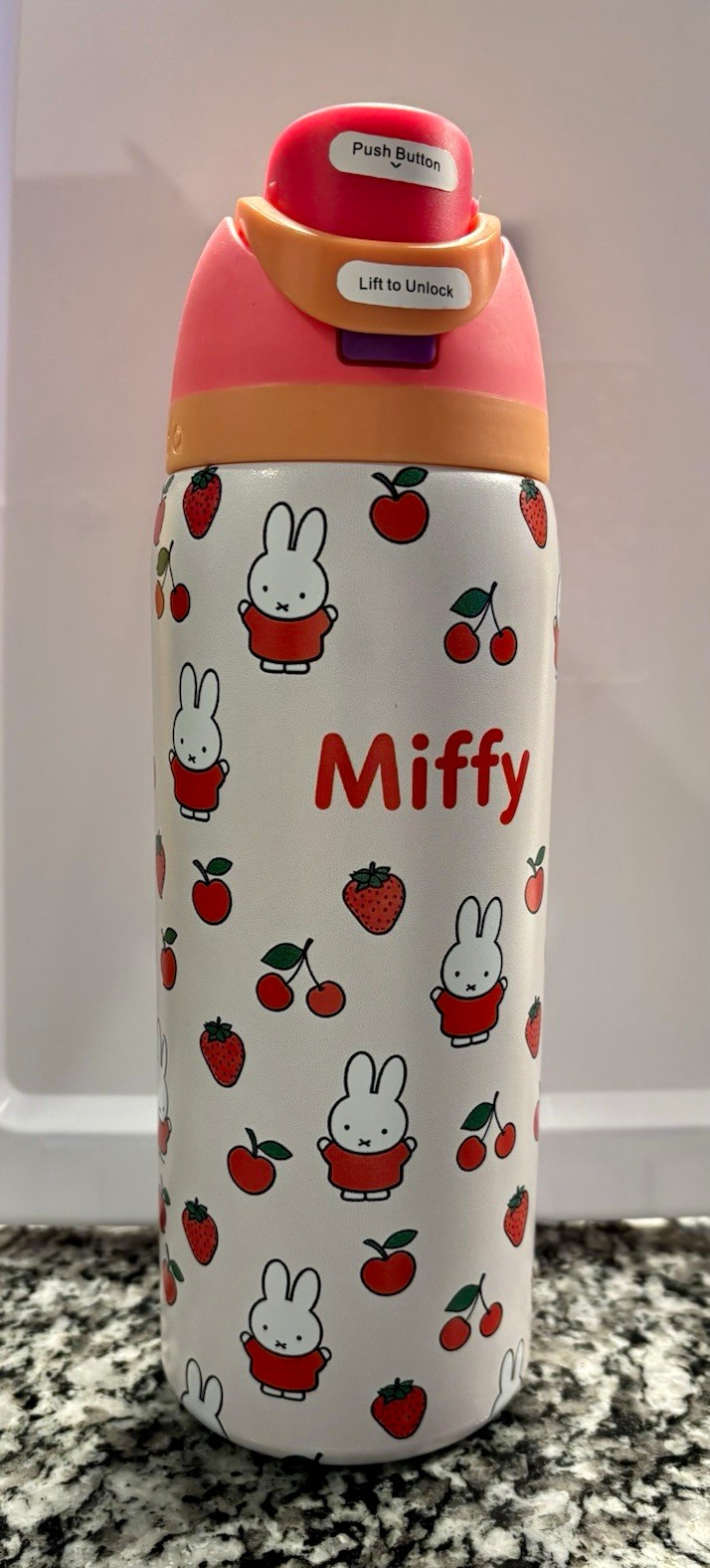 Miffy Strawberry Cherry Owala FreeSip 32 oz Stainless water bottle kawaii new