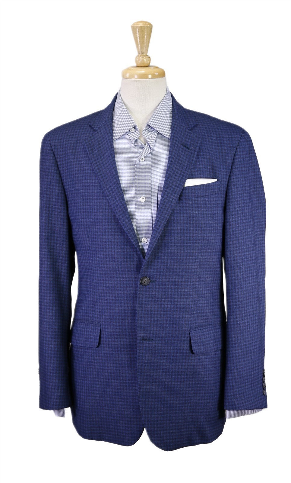 Robert Talbott by Paul Stuart Royal Blue Check 2-Btn Wool Sportcoat Blazer 40R