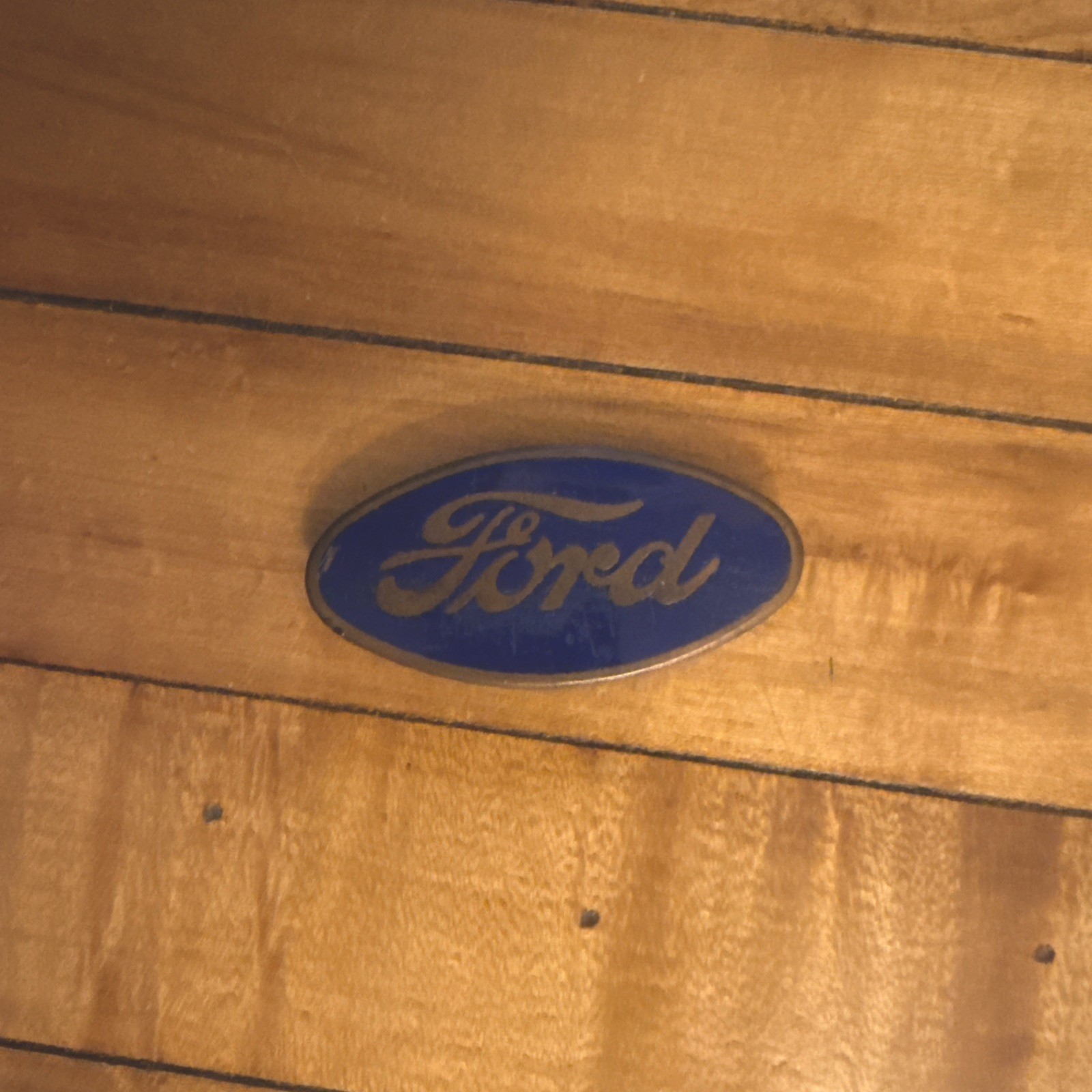 Vintage 1930s FORD  GRILL EMBLEM Radiator Cap BLUE ENAMEL