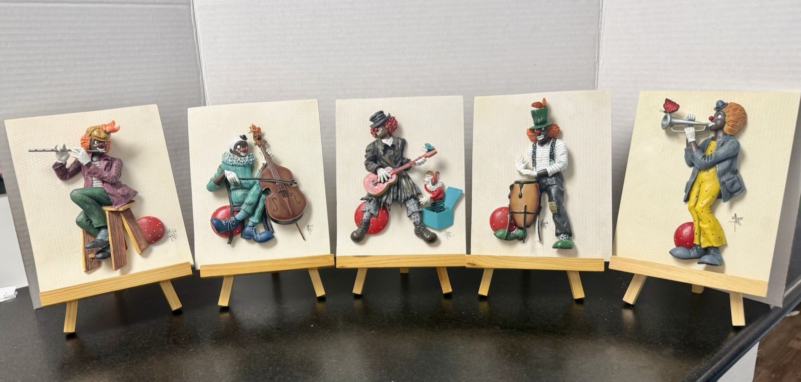 Annie Lee 2003 Jazz Musicians 3D Art Set of 5 NOS Original Boxes Signed