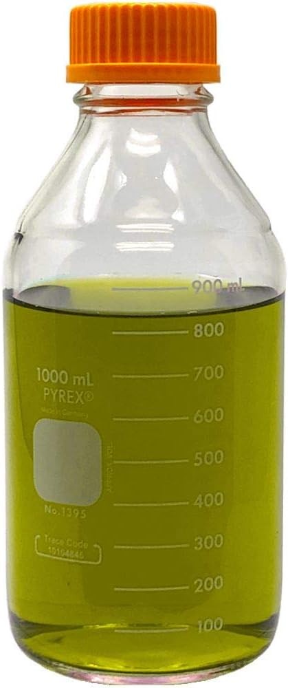 PYREX #1395-1L, 1000ml Round Media Storage Bottle, with GL45 Screw Cap