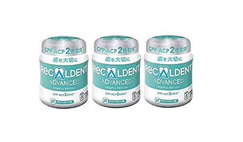 Recaldent Dental Gum Green Mint 140g Bottle Pack of 3 Sugar Free Japan New