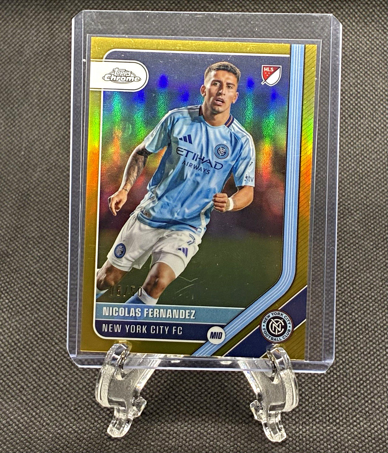 2026 Topps Chrome MLS Nicolas Fernandez True Gold Refractor /50 NYCFC #43 2026 Topps Chrome MLS Nicolas Fernandez True Gold Refractor /50 NYCFC #43