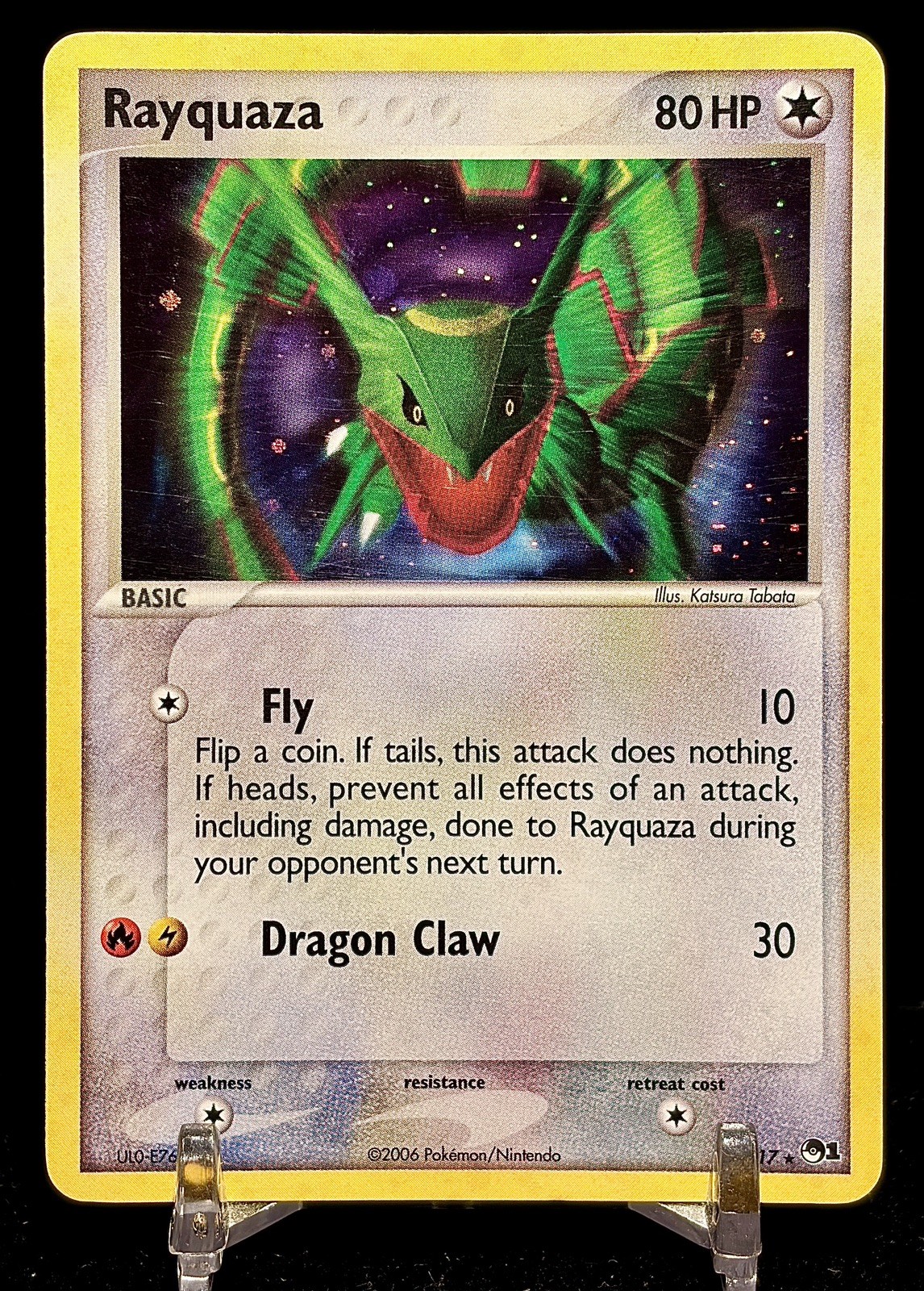 LP Holo Rayquaza Pokémon Card | Rare Vintage Promo | 2006 POP Series 1 3/17
