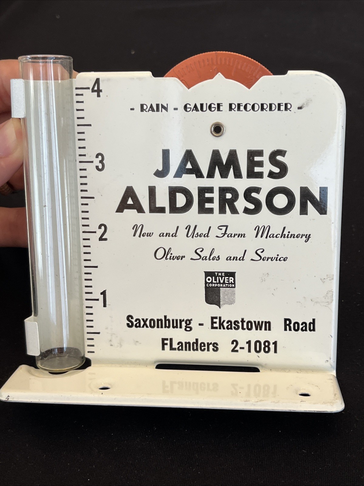 Vintage Rain Gauge James Alderson Farm Machinery Oliver Saxonburg FLanders