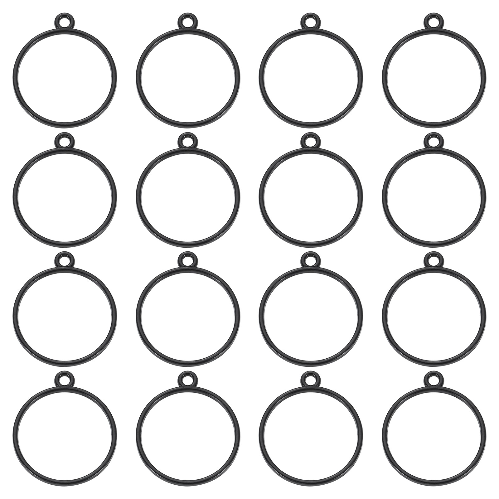 32Pcs Open Bezel Round Resin Bezels Pendants Open Back Bezel Black]