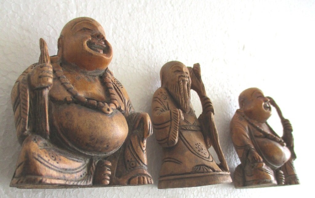 ANTIQUE VINTAGE THREE CHINESE STATUES FIGURINES DETAILED