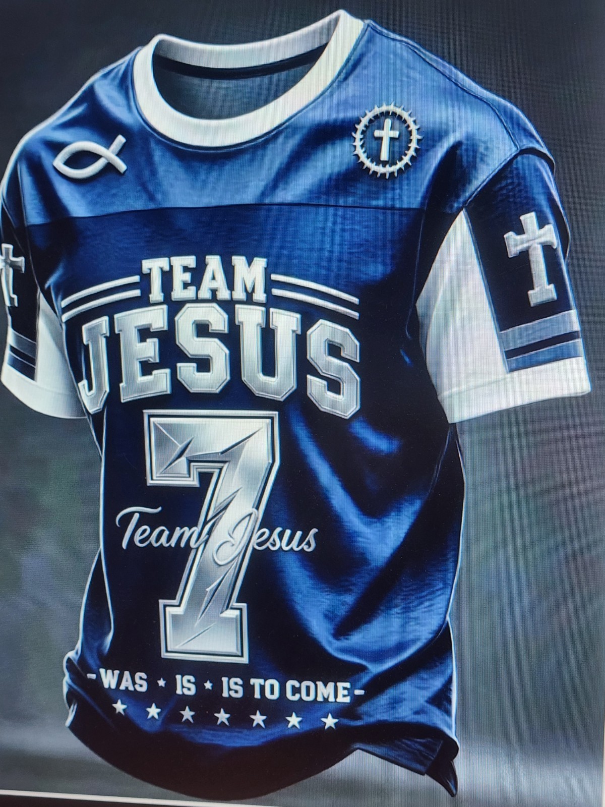 Men\'s Team Jesus Retro Football Jersey T Shirt Round Neck Casual Style Size XL