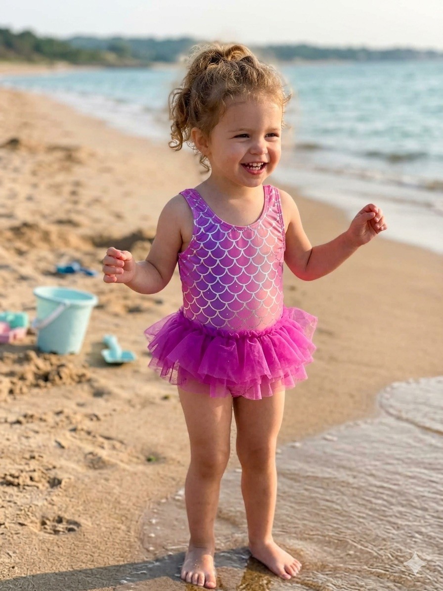 Wonder Nation Girls 3T Mermaid One Piece Swimsuit Pink Purple UPF50+ Wonder Nation Girls 3T Mermaid One Piece Swimsuit Pink Purple UPF50+