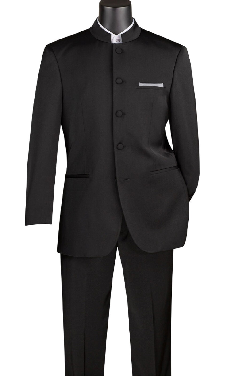 Vinci Men's Regular Fit Men's 2 Piece Banded Collar Tuxedo NEW Vinci Men's Regular Fit Men's 2 Piece Banded Collar Tuxedo NEW