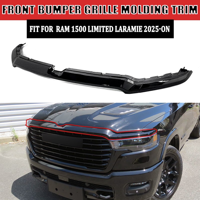 Front Bumper Grille Molding Fits RAM 1500 Limited Laramie 2025-On Diamond Black