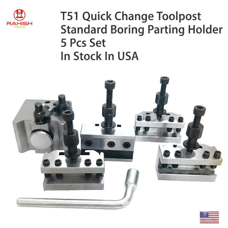 T51 Quick Change Toolpost Standard Boring Parting Holder 5 Pcs Set USA