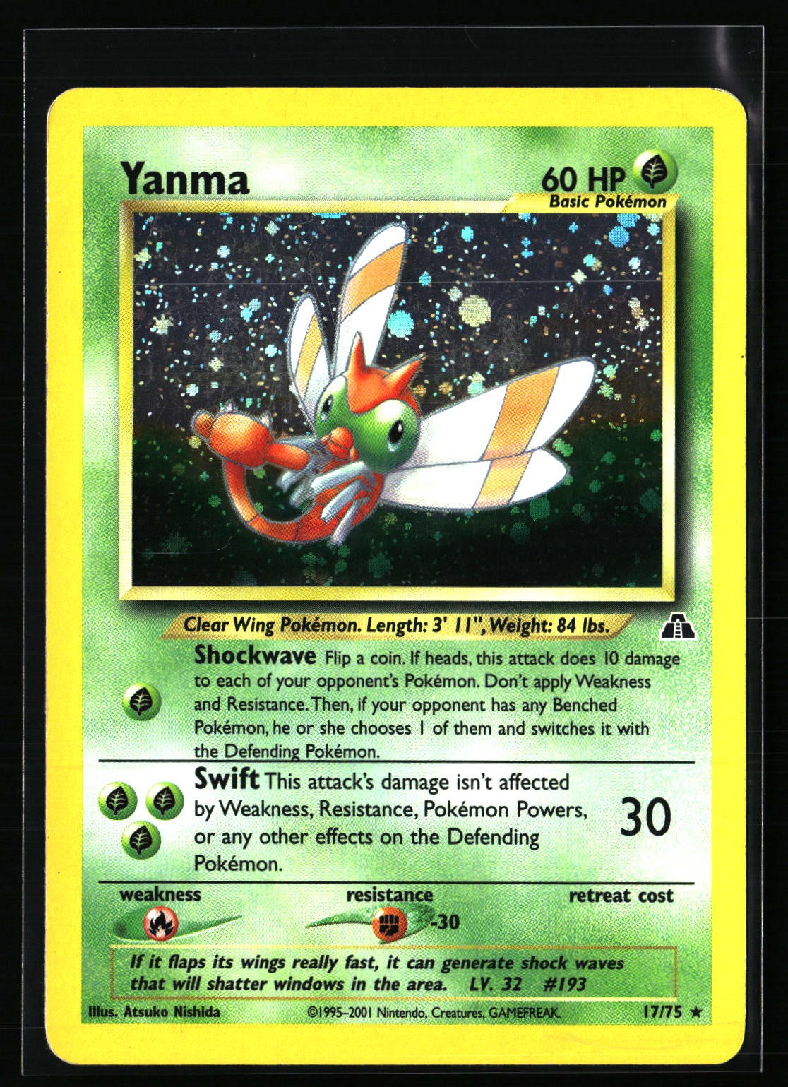 Yanma (17) Neo Discovery #17/75 Holo Rare, Holo PHOTOS AVAILABLE DM