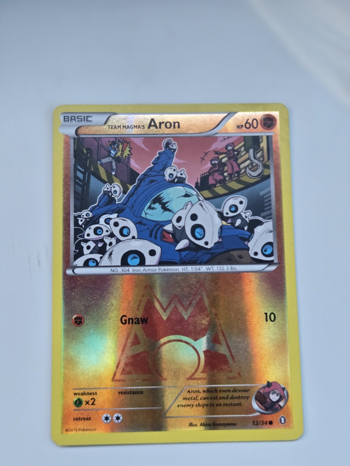 Pokemon TCG Team Magma\'s Aron 12/34 Reverse Holo Foil Double Crisis