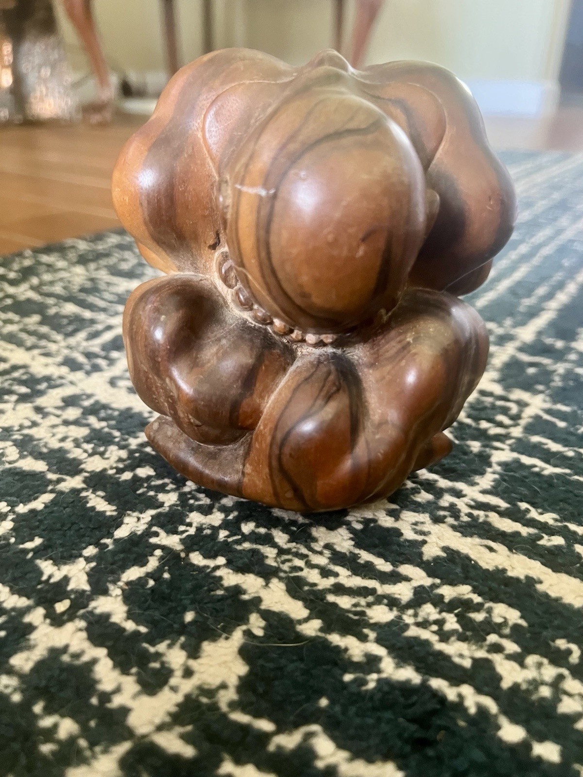 Vintage Weeping Carved Yogi/Buddha 5.5x5.5 Inch Tiger Wood Figurine Vintage Weeping Carved Yogi/Buddha 5.5x5.5 Inch Tiger Wood Figurine
