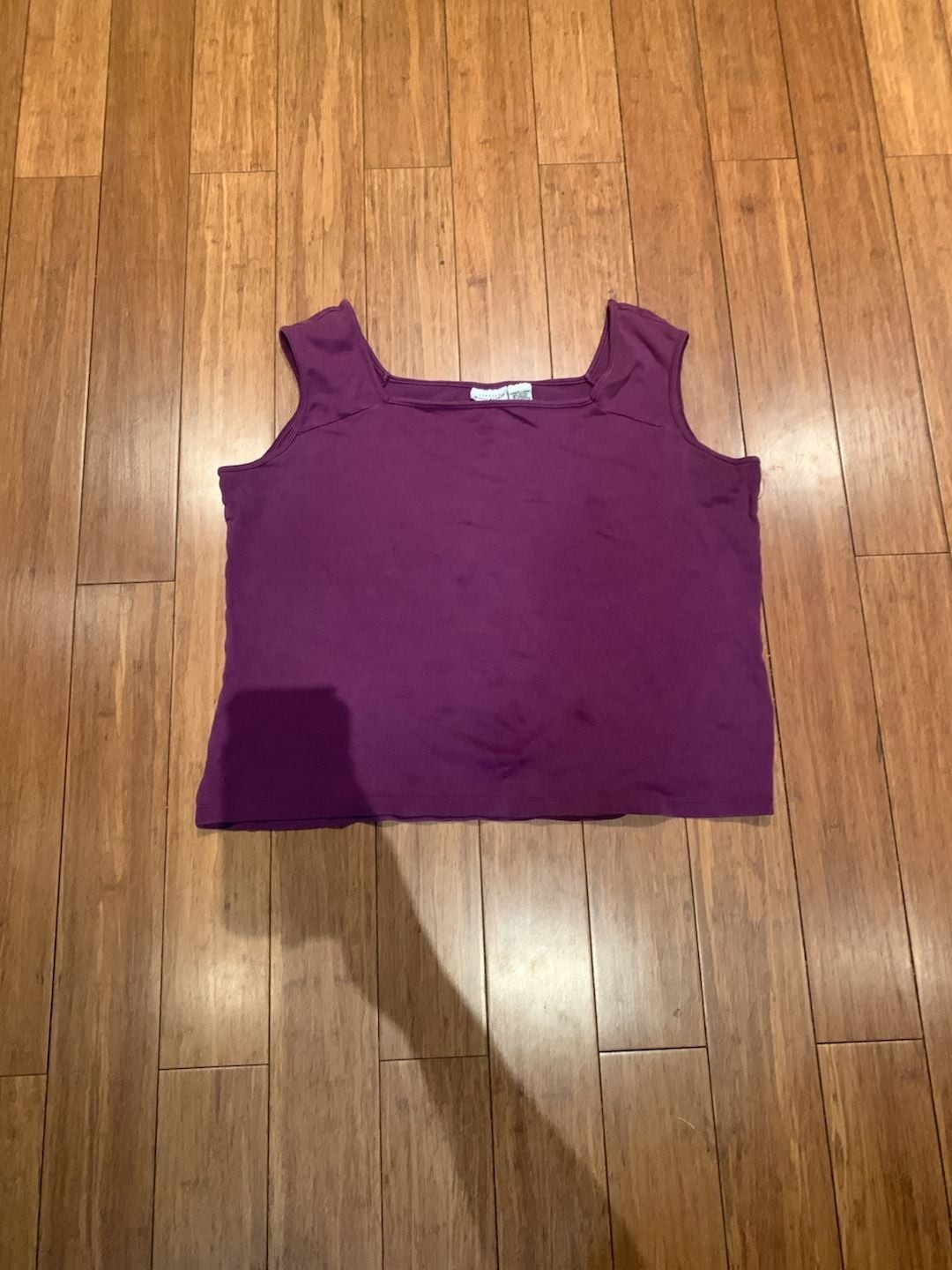 White Stag Tank Top Size XL Purple Square Neck Stretch Cotton