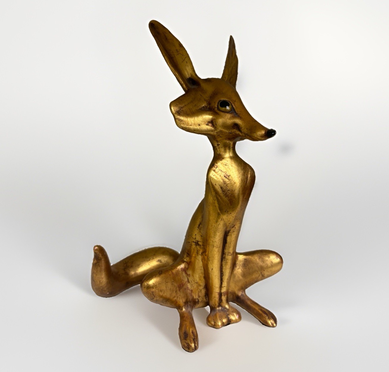 Rare Vintage Fox  Gold Leaf Ceramic Figure By ANTHONY FREEMAN MCFARLIN