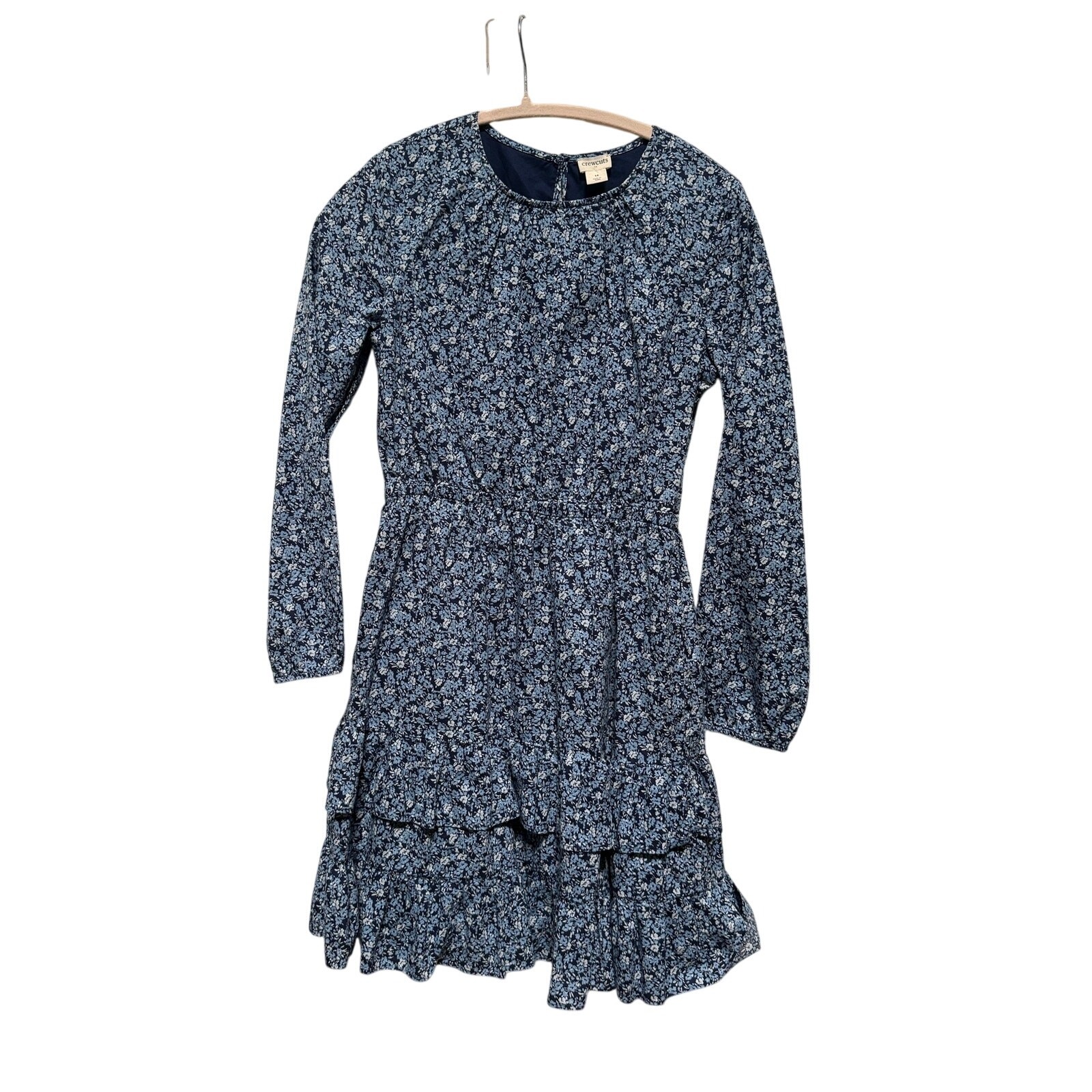 Crewcuts Dress Girls 14 Blue Floral Long Sleeve