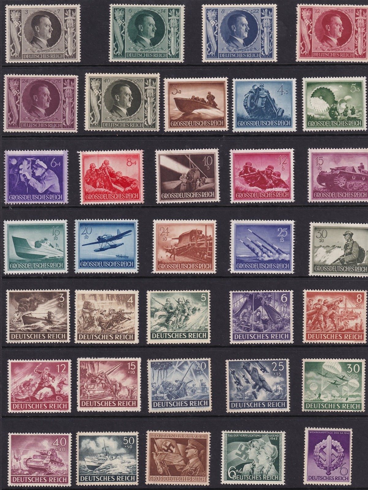Lot-R Authentic Historical Stamps Germany WWII 3rd Reich Hitler Wehrmacht MNH