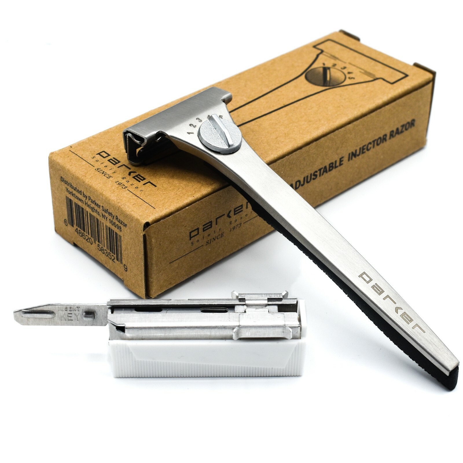 Parker Adjustable Injector Razor with 20 Injector Razor Blades - New Model 