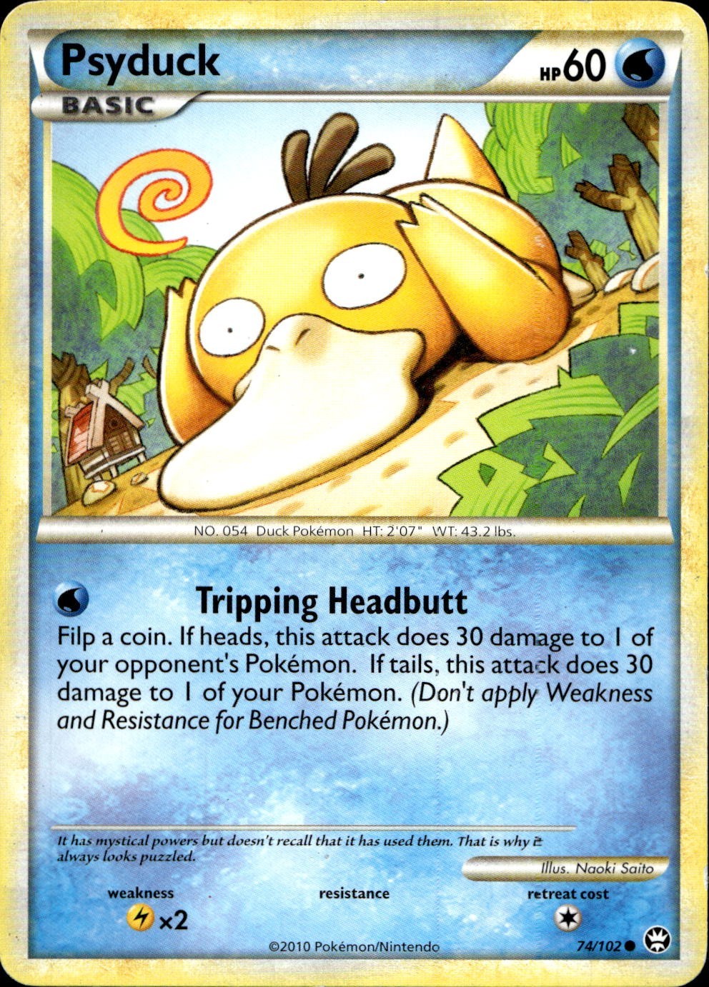 Psyduck 74/102 Common HGSS Triumphant Pokemon Moderately Played
