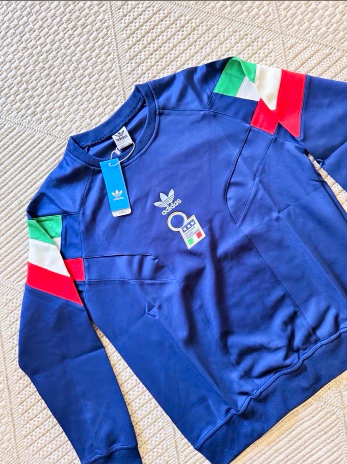 adidas originals Italy National Team Soccer Crewneck Sweatshirt w/ Flag Stripes