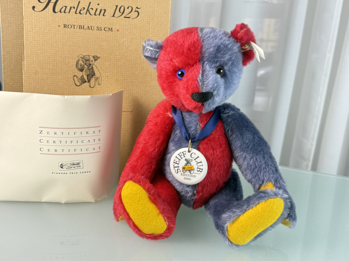 Steiff Animal Teddy Bear 420214 Harlequin Teddy Bear 35cm. Excellent Condition