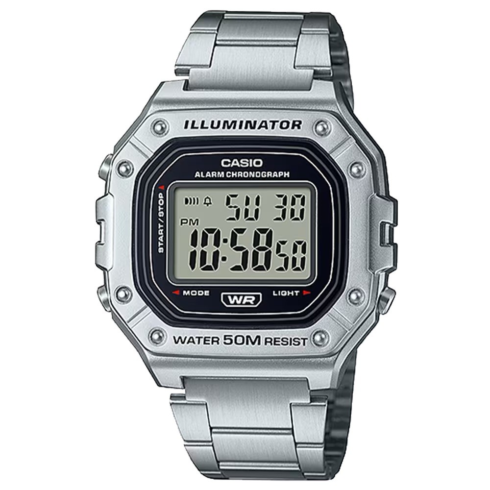 Casio Men\'s Water-Resistant Digital Watch with Stainless Steel Bracelet -