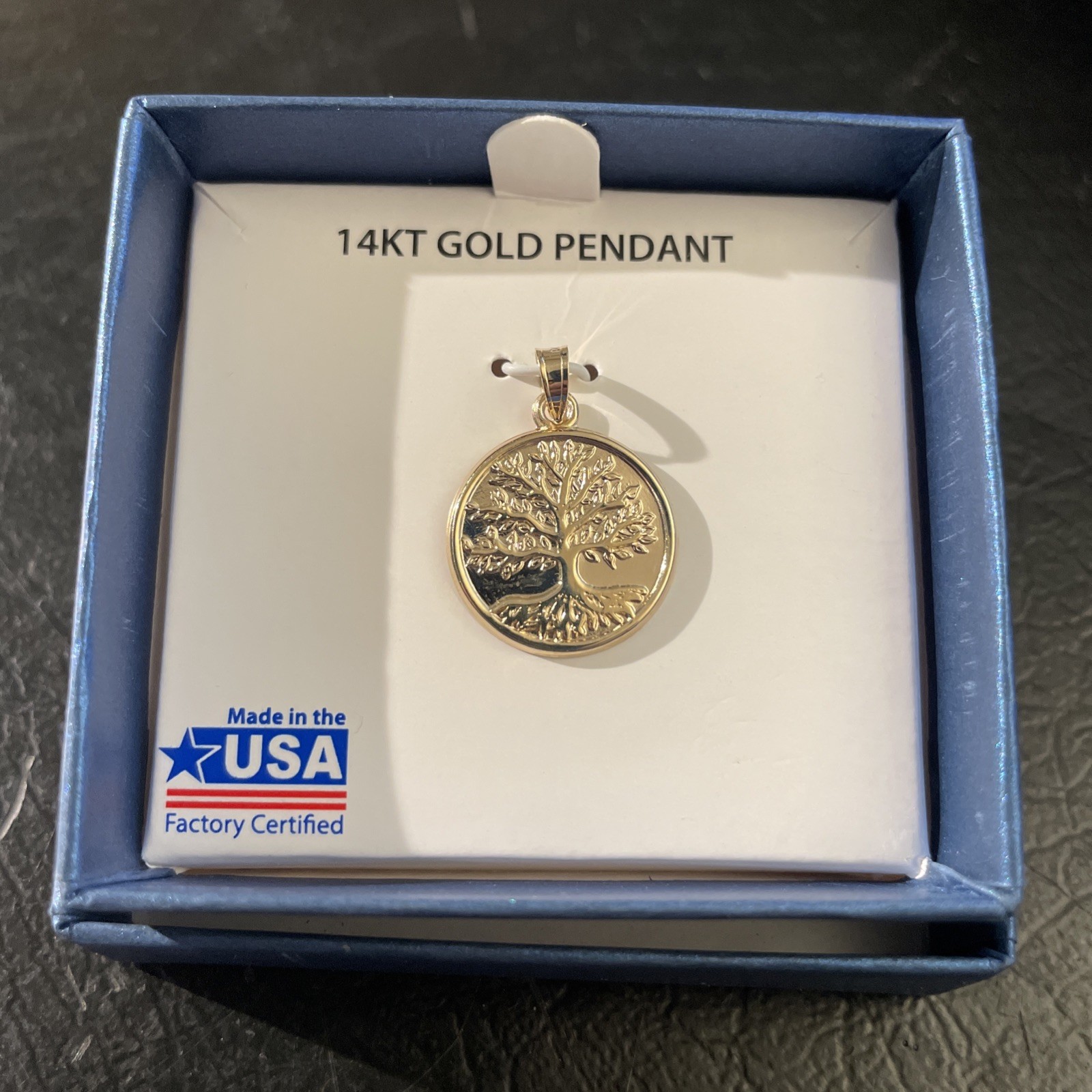 14K Yellow Gold Tree of Life Round Pendant Charm 7/8” Tall 14K Yellow Gold Tree of Life Round Pendant Charm 7/8” Tall