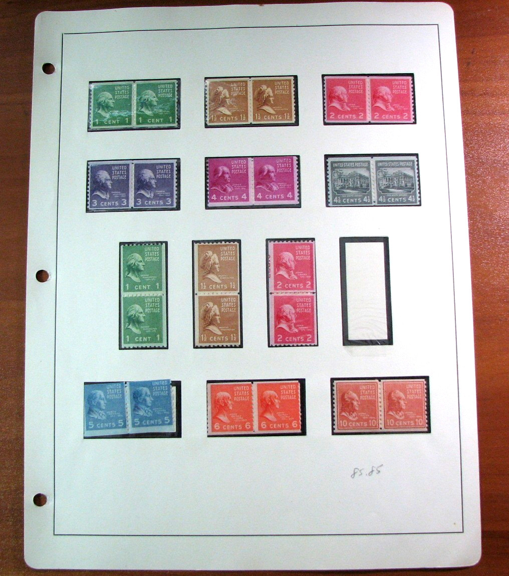 US Stamp Scott# 839 & etc. in pairs  1938-39 Mint  H415