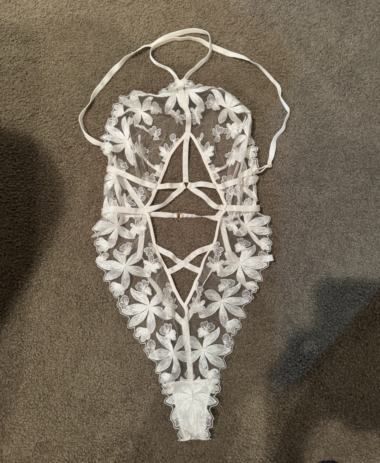 Victoria’s Secret Crème Lace String One Piece Lingerie Size Medium NWT Victoria’s Secret Crème Lace String One Piece Lingerie Size Medium NWT